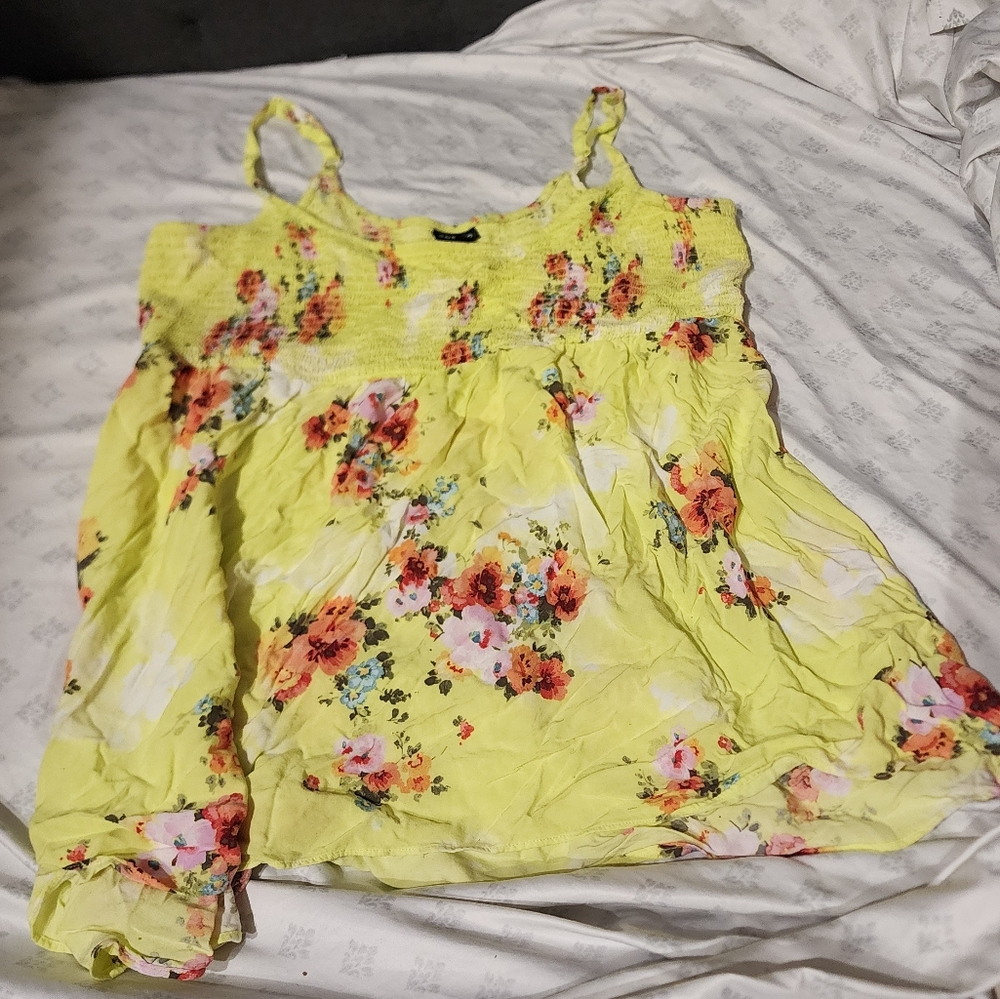 Torrid Yellow Floral Tank Top